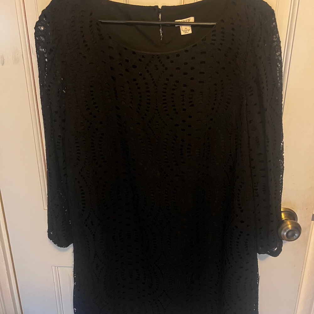 J. Crew Black Long Sleeve Lace Dress